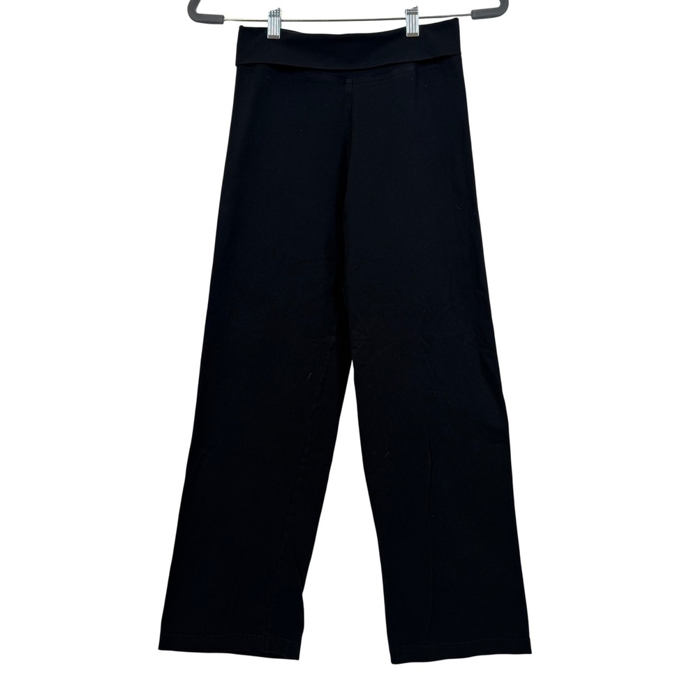 Pilates Princess Black Organic Cotton Yoga Pants Straight Leg Fold Over Waist M